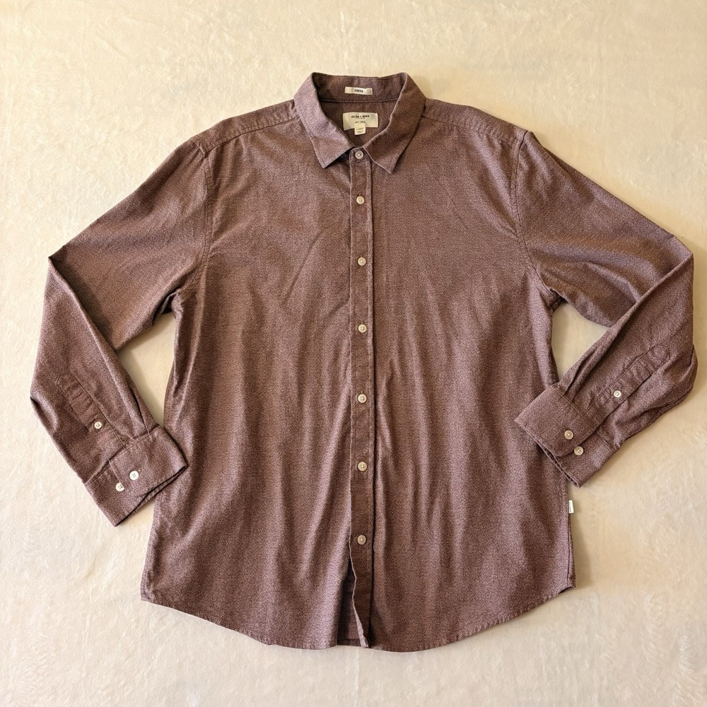 Julian & Mark Oxford Shirt Mens Large Short Maroon Heather Stretch Button Up